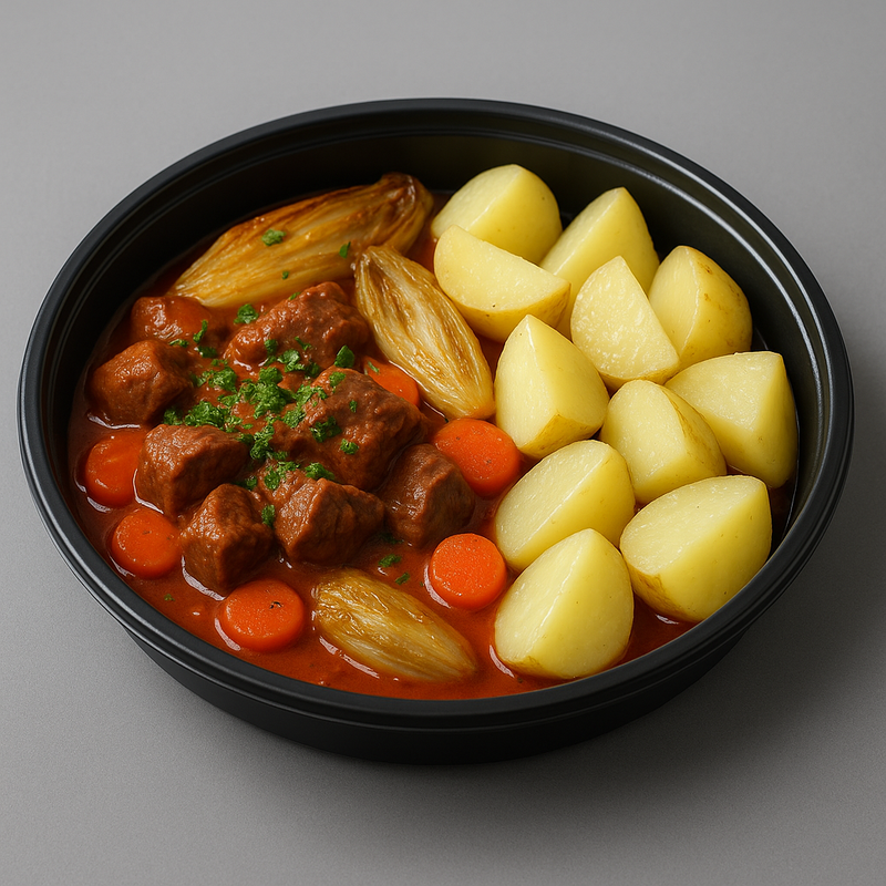 Goulash de bœuf light — chicons rôtis & pommes de terre vapeur