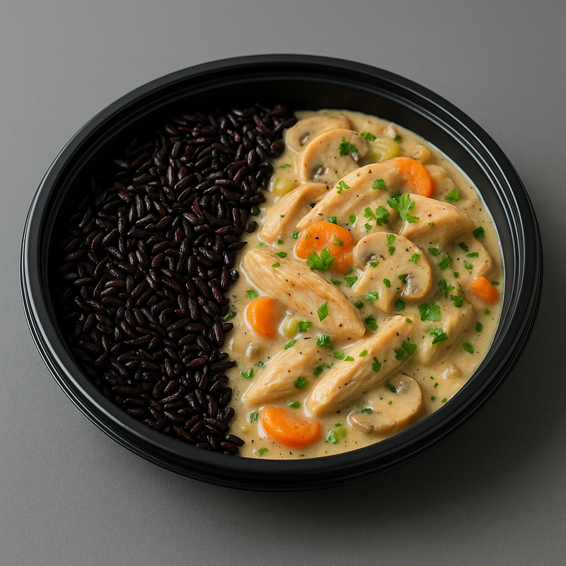 Vol-au-vent de dinde Fit, riz noir & champignons (sans feuilleté)