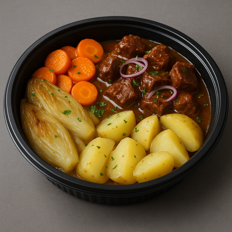 Carbonnade de bœuf Fit, chicons fondants & pdt vapeur