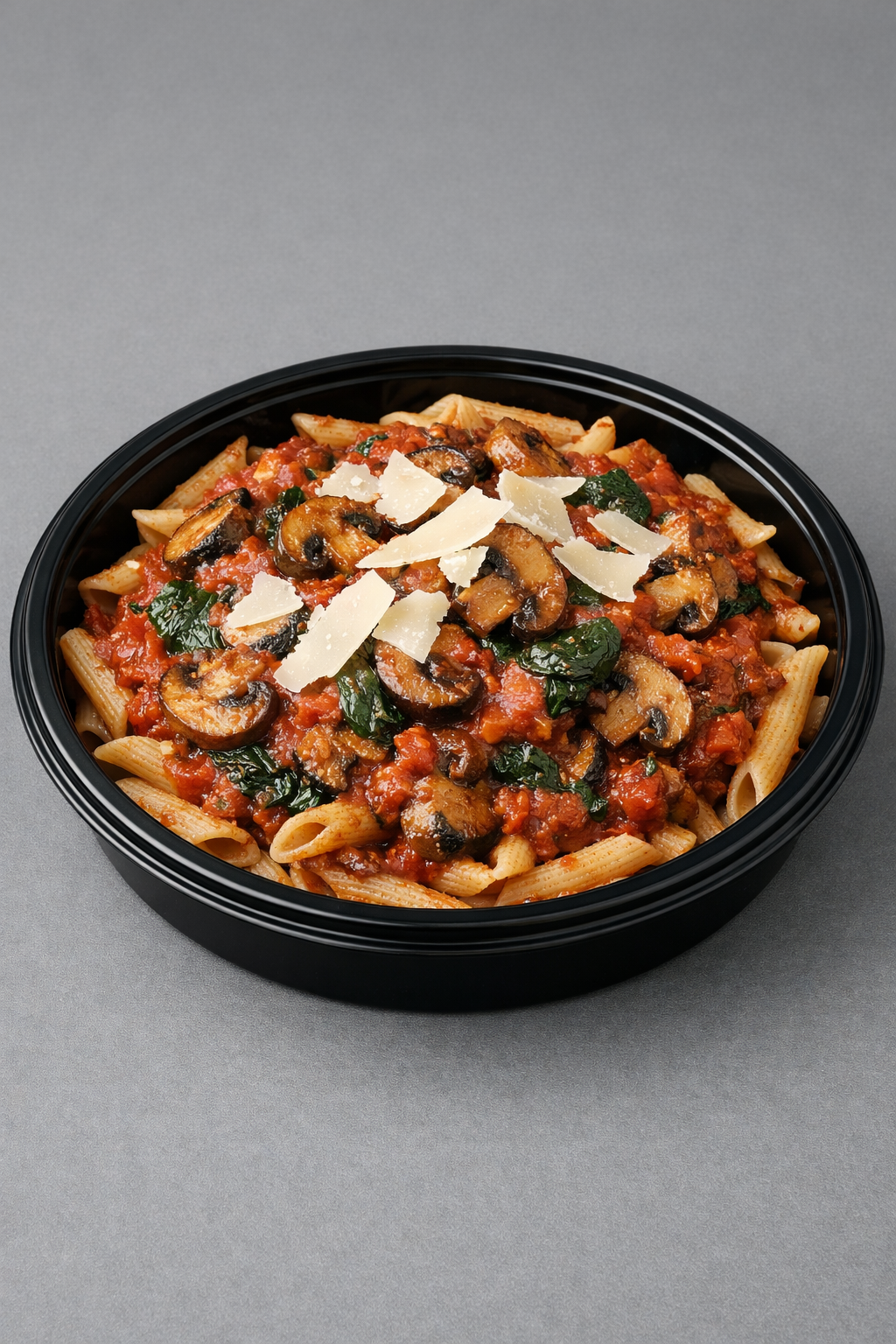 Penne protéinés tomate, champignons & épinards (Fit)