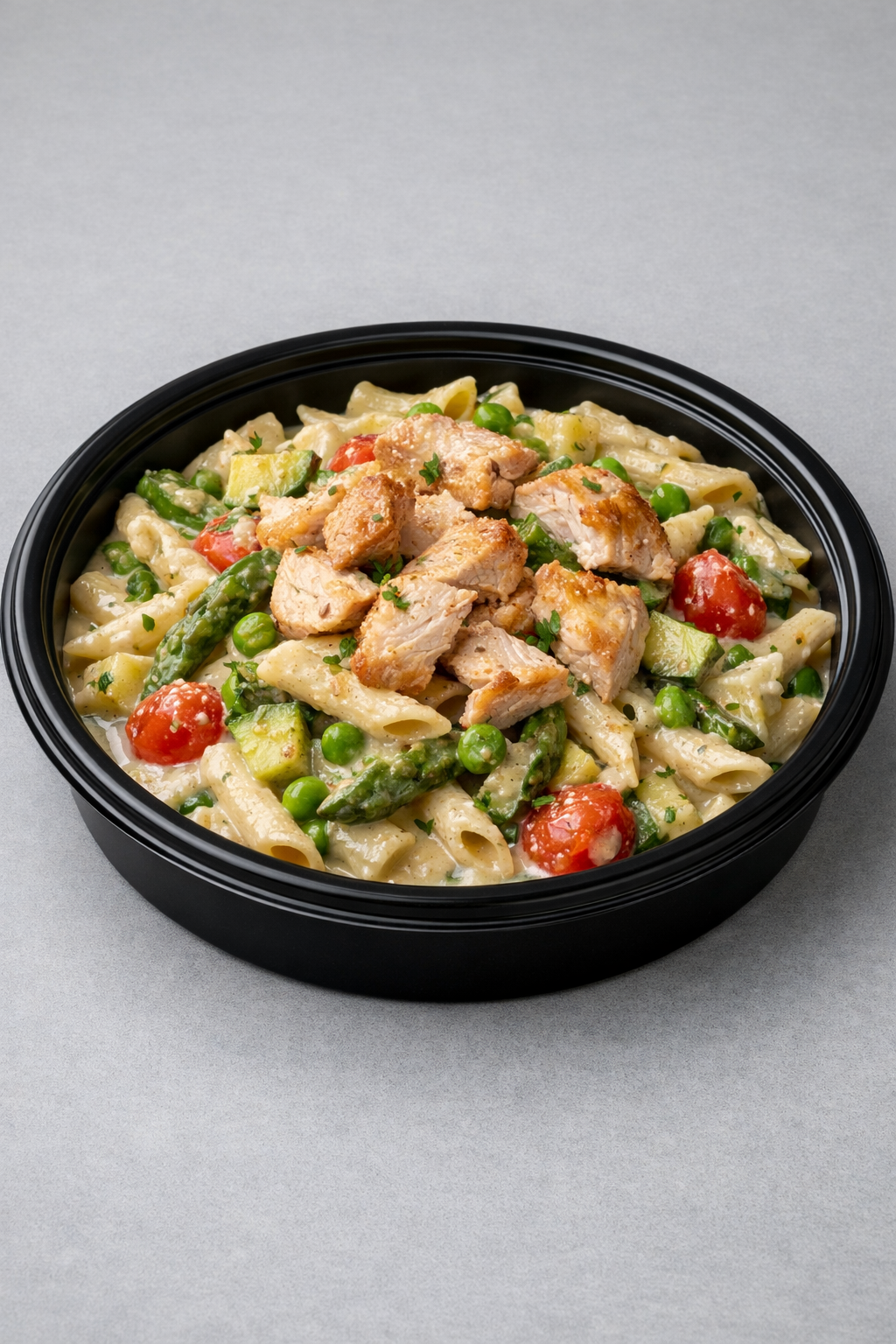 Penne protéinées, dinde, asperges & légumes verts, sauce cream cheese (Fit)