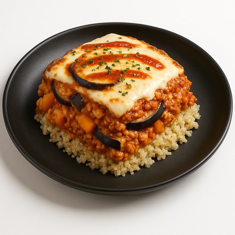 Moussaka Fit au poulet & légumes d’hiver — lit de quinoa