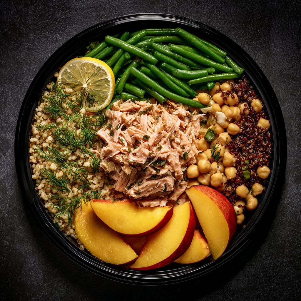 Bowl pêche rôtie & thon citronné (Fit)